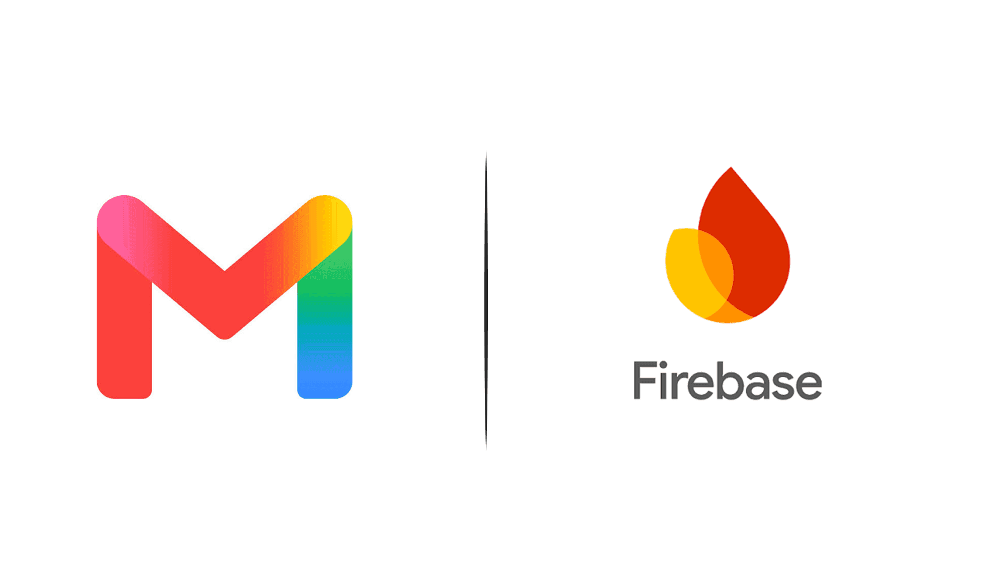 Gmail and Firebase logos on a white background.