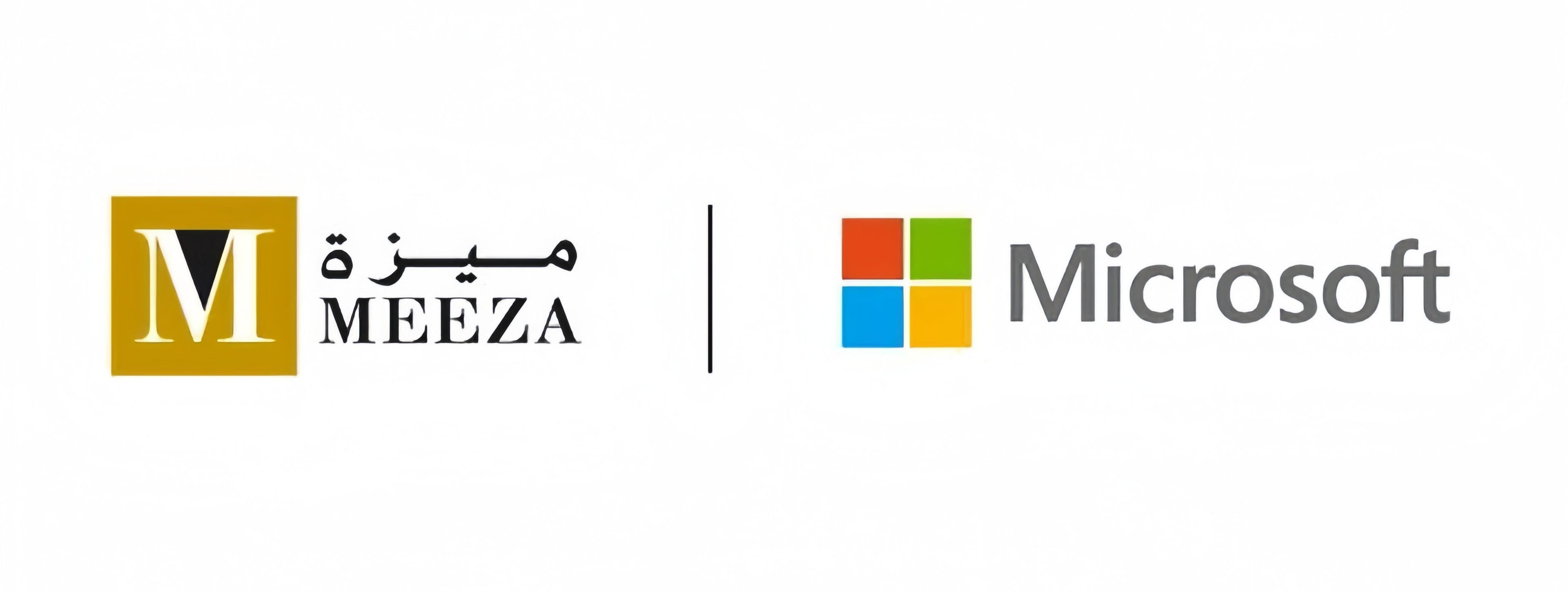 MEEZA and Microsoft logos on a white background.