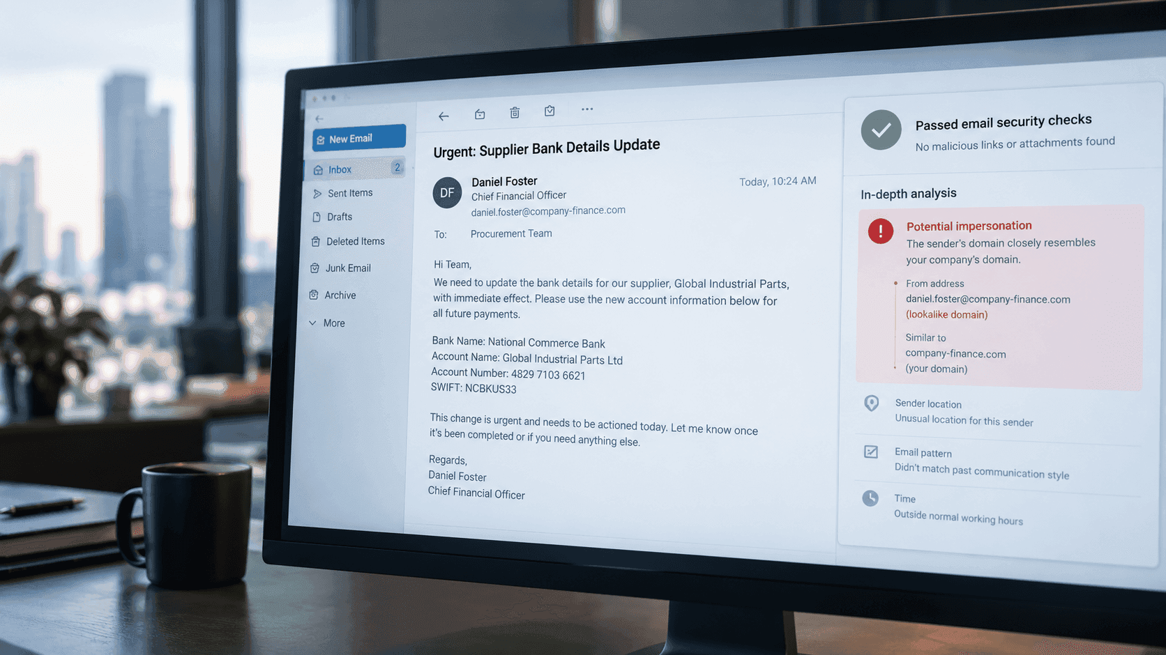Computer monitor displaying an English and Arabic interface for digital services.