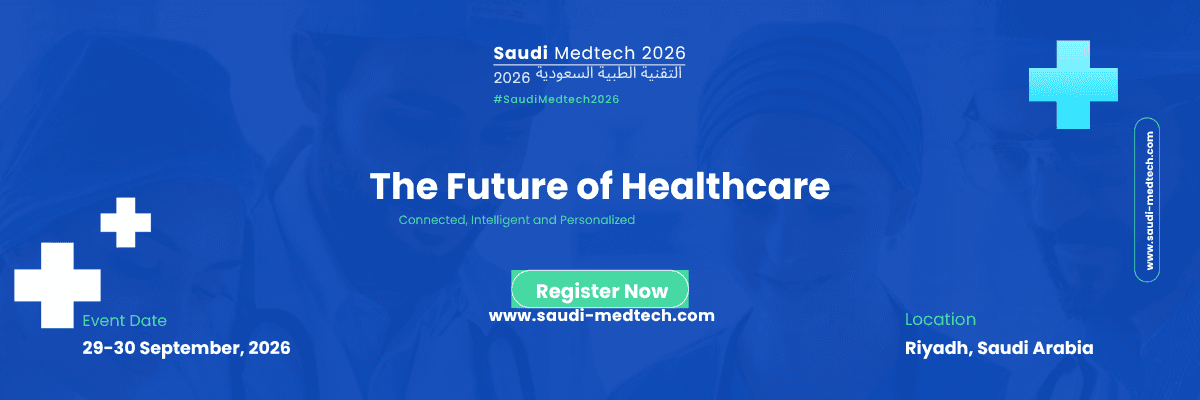 Saudi Healthtech event banner titled “The Future of Healthcare.”