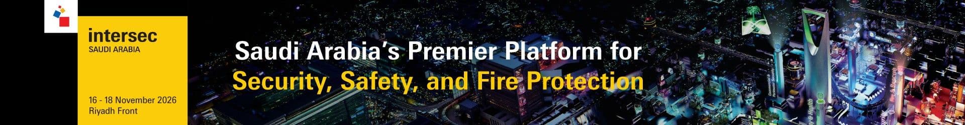 Intersec event banner promoting security, safety, and fire protection.