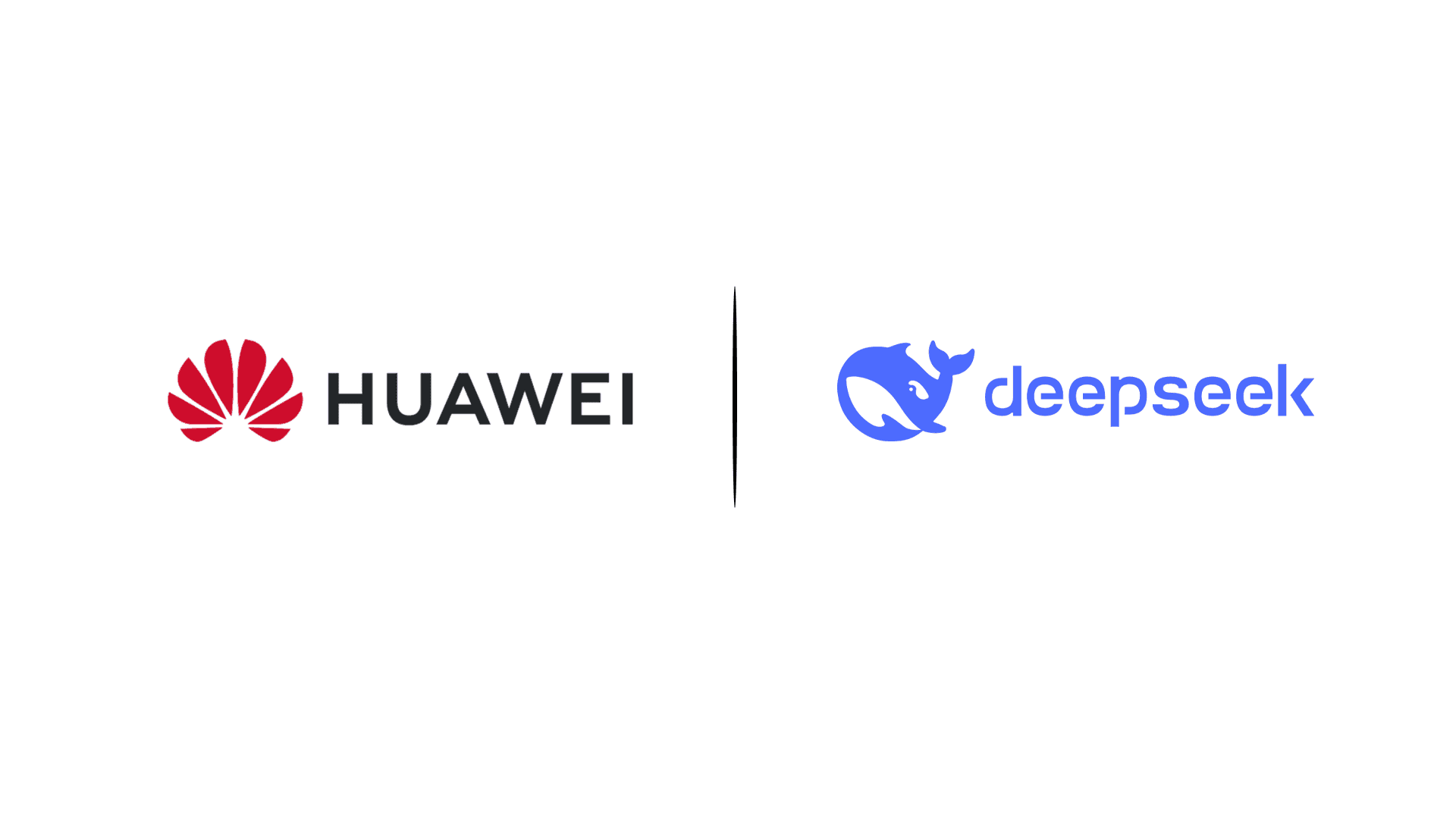 Huawei and DeepSeek logos on a white background.